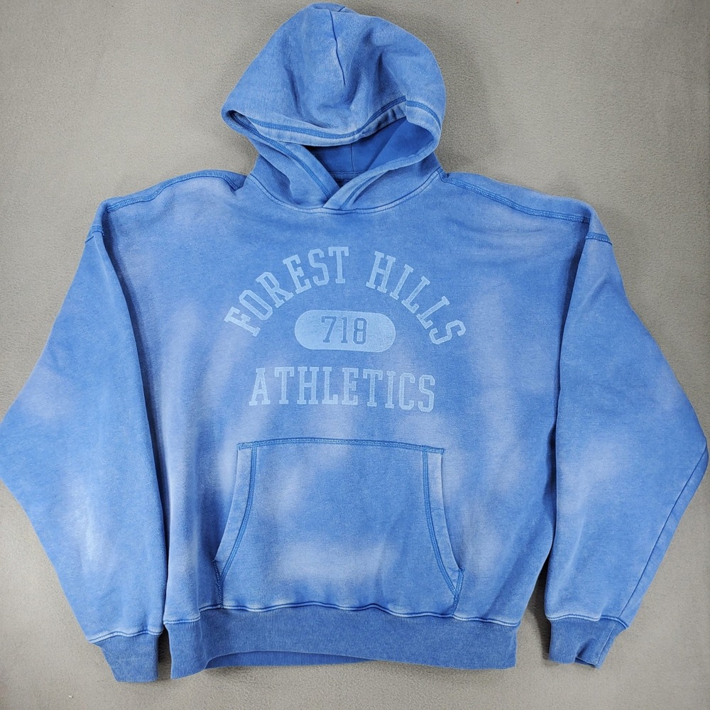 Hollister Hoodie Men L Blue Forest Hills Athletics Baggy Cinch Fit Pullover 718